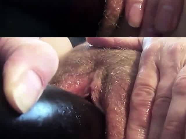 Mature Amateur Hairy Girl Masturbating with Aubergine