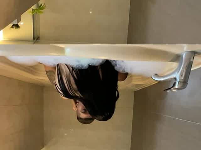 Big Ass in Suit Giving Sitting to Her Lover in the Homemade Tub