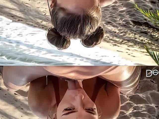 This babe gave my large rod a oral job on the beach[AI]