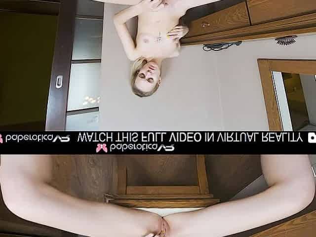 Solo slim golden-haired Mencia Francis is always in the mood for masturbation,in VR.