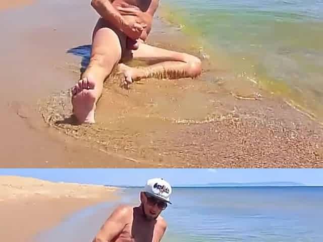 Nudist Couple Having Pegging Session On The Beach