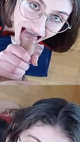 Please Cum on My Braces Dirty Talking Teen Blowjob