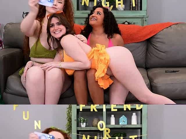 Horny teens plays with the lucky guys cock