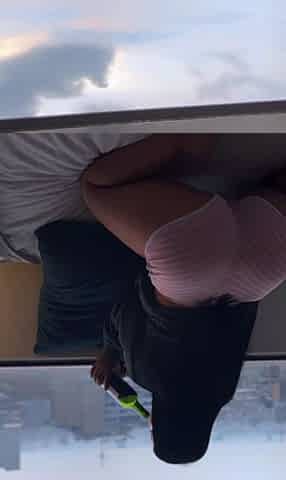 Sweet brunette solo masturbation in a car