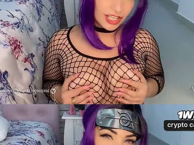 Anko Mitarashi cosplay from naruto teasing you with her toy suck off assjob jism in mouth