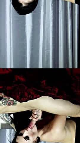 Tattooed brunette babe with nice tits is getting plowed on the bed