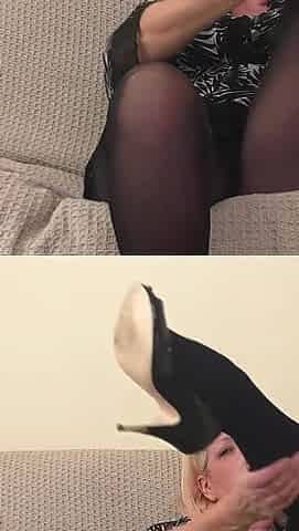 Showing off My Shiny Black Pantyhose