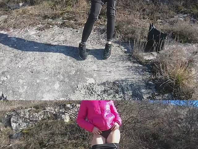 Teen with ideal body bangs on public bench - LustTaste