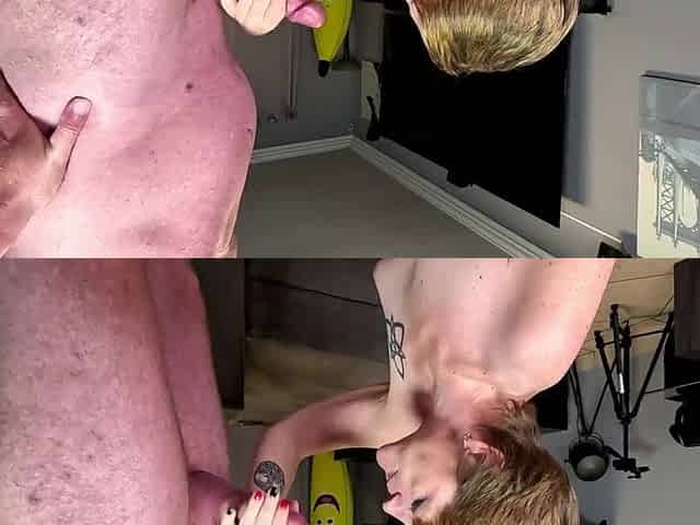 LARGE FACIAL for OLDER BITCH after SUCKING WEENIE