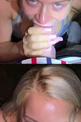 Real amateur blonde gives a hot POV blowjob on the train