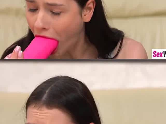 Sexy Teen 18+ Practicing Blowjob On Big Cock