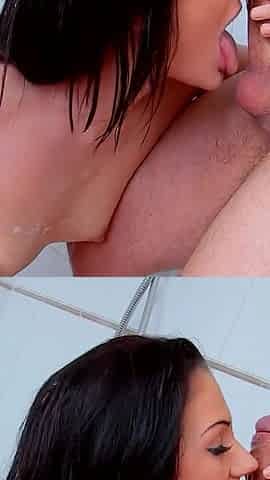 Horny teen Carla Mai is fucked by boyfriend in the shower