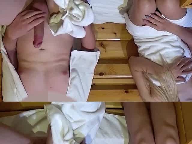 SAUNA ADVENTURE: Left alone with a SHY mother I'd like to fuck and made me Cum