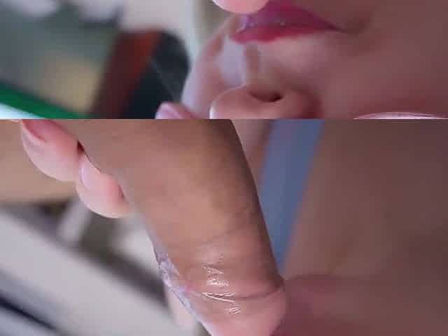 ASMR oral-job close up with cum in throat