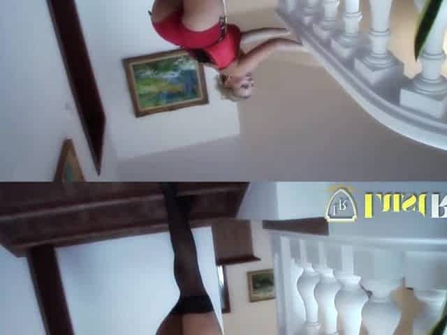 Blond Patricia gets a large ebony rod up her butt