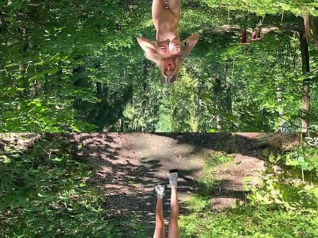 Blue-eyed Russian Blonde Fucks Naked in the Outdoors of a Forest