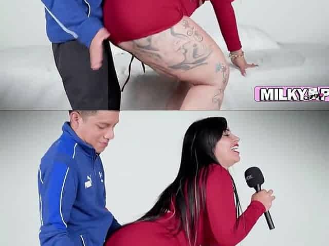Gaby Uztariz welcomes u to porn: Interview and HUGE BUTT bouncing on a Peruvian hunk fan's weenie