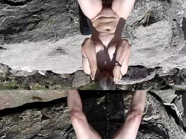 Enjoyment on the rocky beach