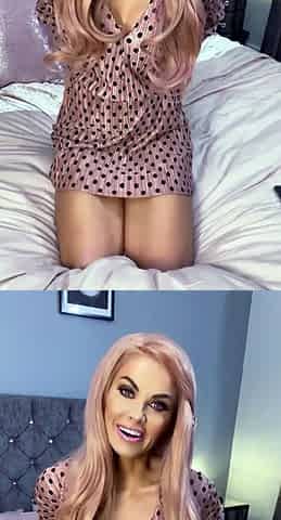 Glamour babe with big boobs masturbates in lingerie