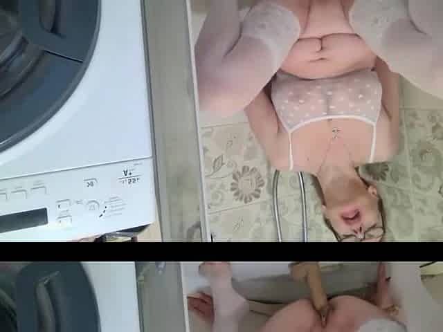 Sexy Mature Piss in Shower and Play by Dildo in Ass Hole.