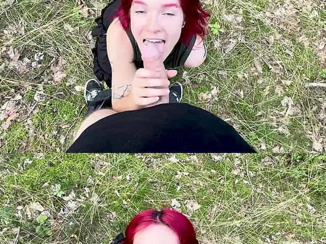 Outdoor Forest Blowjob - We Almost Got Caught