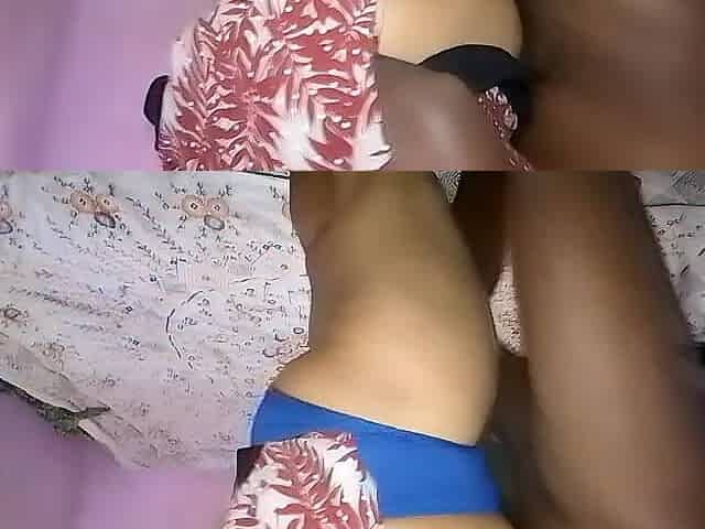 Solo Couple Standing and Enjoying the Blue Panty of the Woman at Home