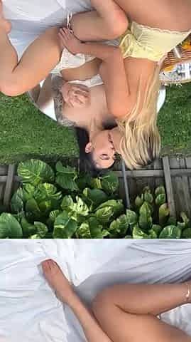 Hot blonde and sexy brunette lesbians