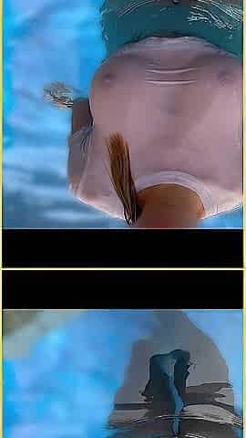 Wifey juicy shirt in the pool with consummate braless breasts