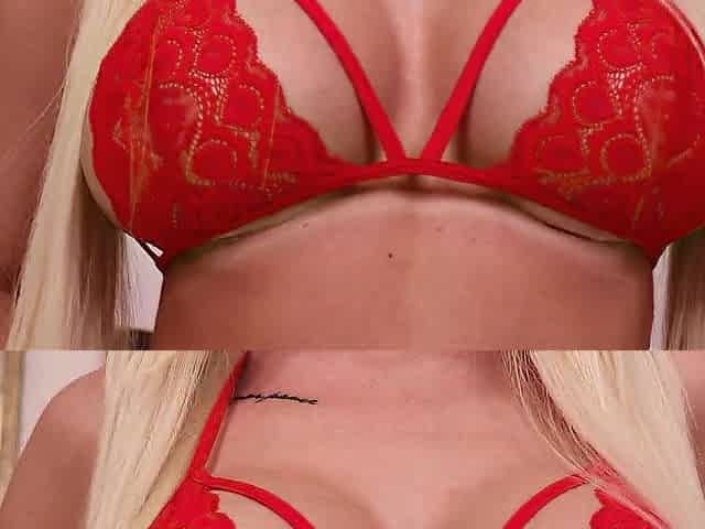 Banging my large tits with a sextoy POV
