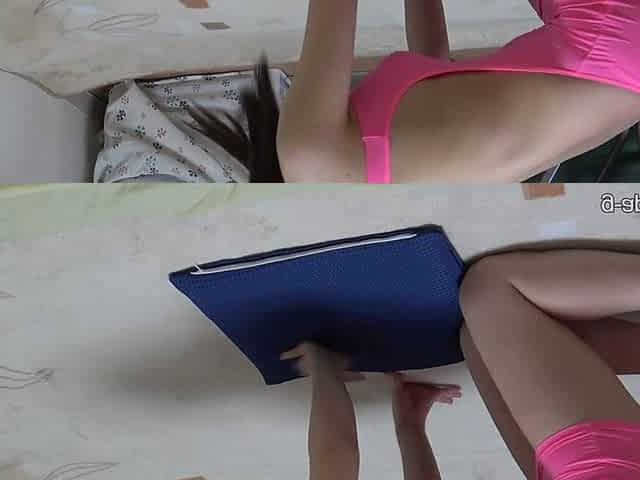 Girls-only Apartment in Japan, Big Tits Girl's Sexy Mini Dress and Micro Thong Panty Wedgie Tease Exercise