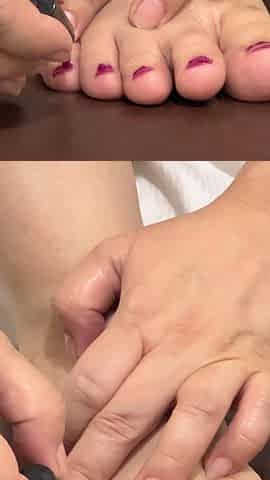 Pretty Girl Grooming Her Cute Feet with Fresh Nail Polish