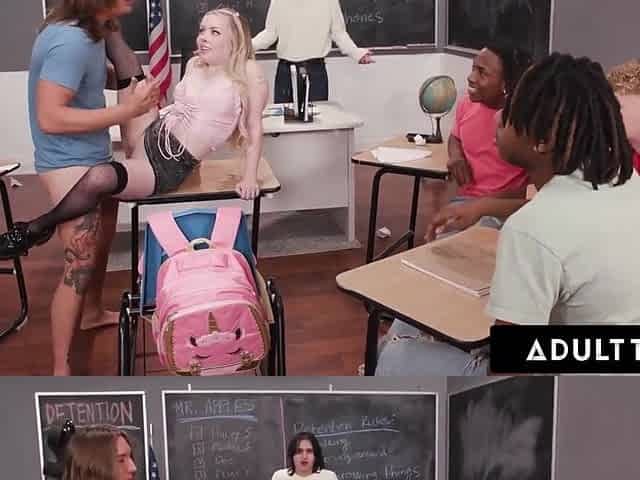 Slutty Student 18+ Haley Spades Airtight Fuck & Bukkake Facial From Losers In Detention!