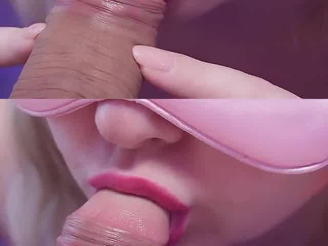 Gentle ASMR oral-job with cum in throat close-up