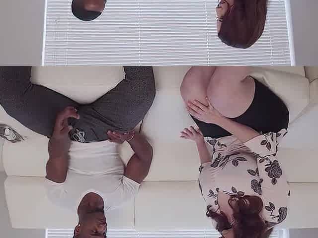 Mazee Finishes On Maggie Green's Boobs After Full Interracial Bang!