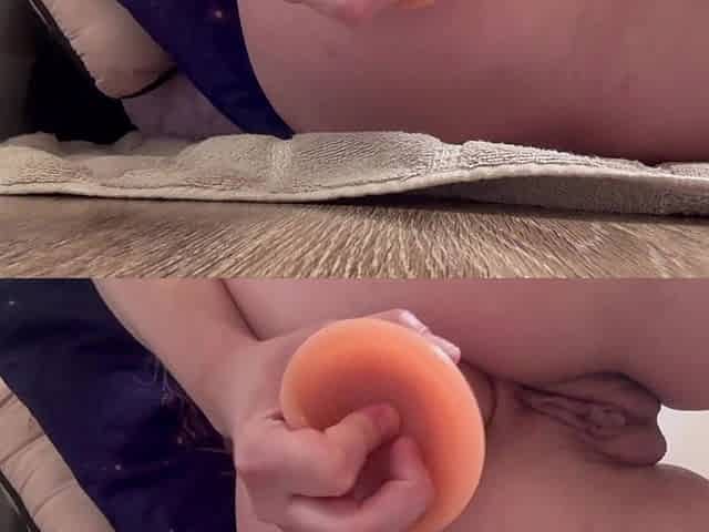 Italian Big Tits MILF Solo Anal Masturbation with Didlo Shaved Ass and Pussy Hot Slow Motion