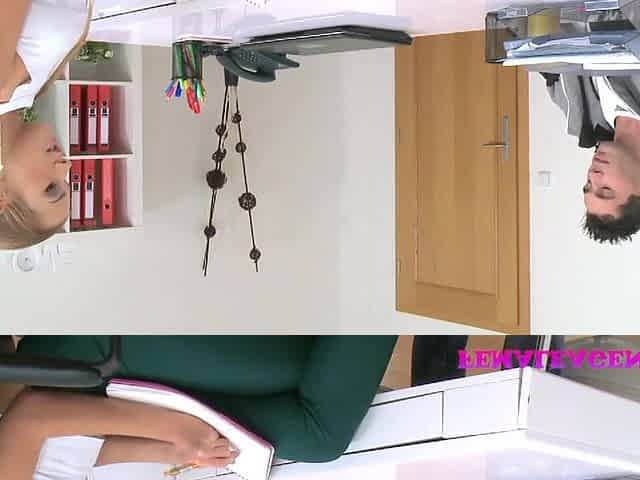 FemaleAgent Nervous chap tries to satisfy hot lascivious agent