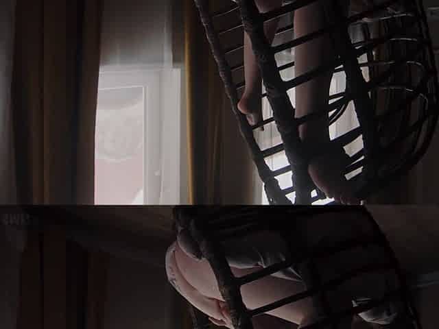 Real Amateur Couple Fucking in Swinging Chair - She's Eating Cum off of Her Pussy After