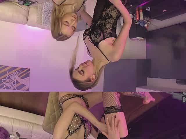 Two hot lesbians samanta and kitti in sexy lingerie tease each other