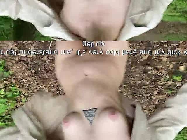 A naughty chick fucks outside: in the forest, on the meadow, and in public places
