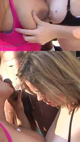 Kiara Mia an interracial threesome with a big black cock to suck