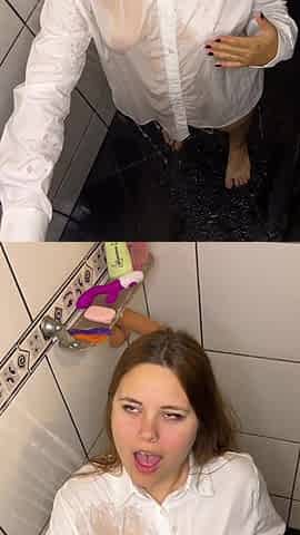 I stepped into the shower in a white tee, let it cling to my body, and ended up touching myself all