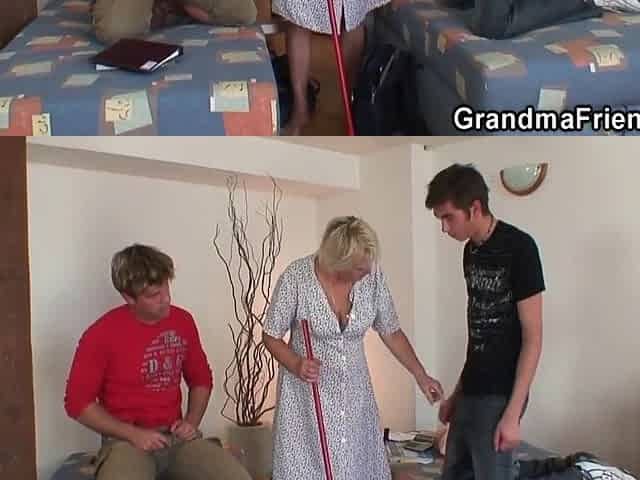 Very Old Cleaning Granny Double Penetration