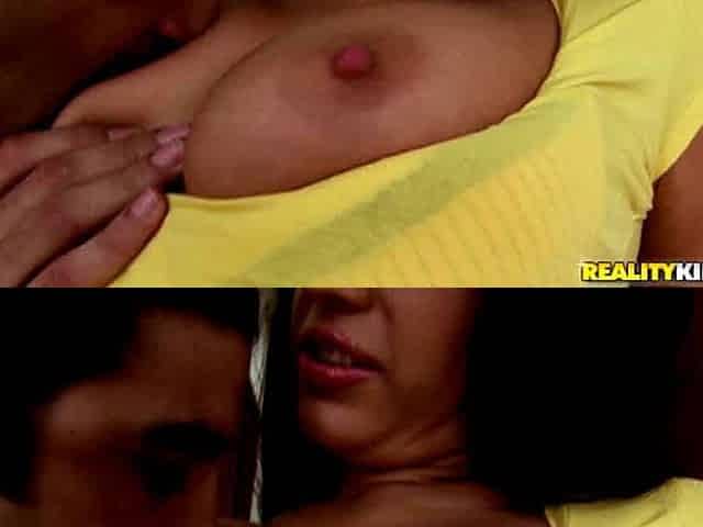 beautiful curvy brunette pleases two cocks
