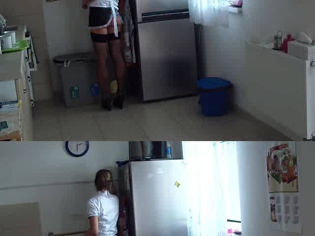 youthful shy housegirl drilled by her boss