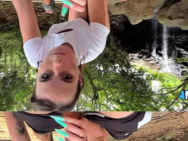 Steamy Public Blow job by a Beautiful Gal at the Waterfall - Experience this Intensive Real Pair