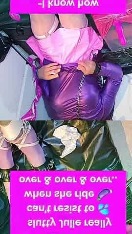 cumslut Julie milked during the time that riding a toy for Dad