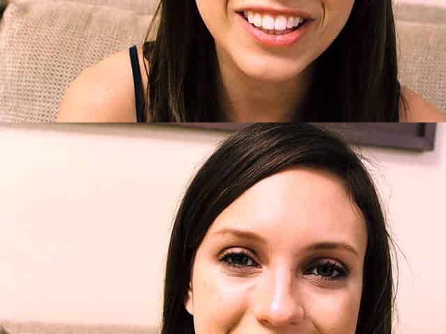 Cute brunette gives blowjob before hardcore fuckin
