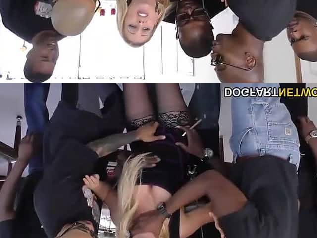 All sweaty big breasted blonde whore Cherie Deville works on fat BBCs