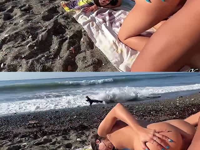 G Passionate Sex With A Beauty On A Public Beach, Cum On Face