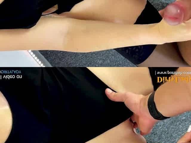 Mutual masturbation gives a strong spunk fountain - POV tugjob and vagina fingering